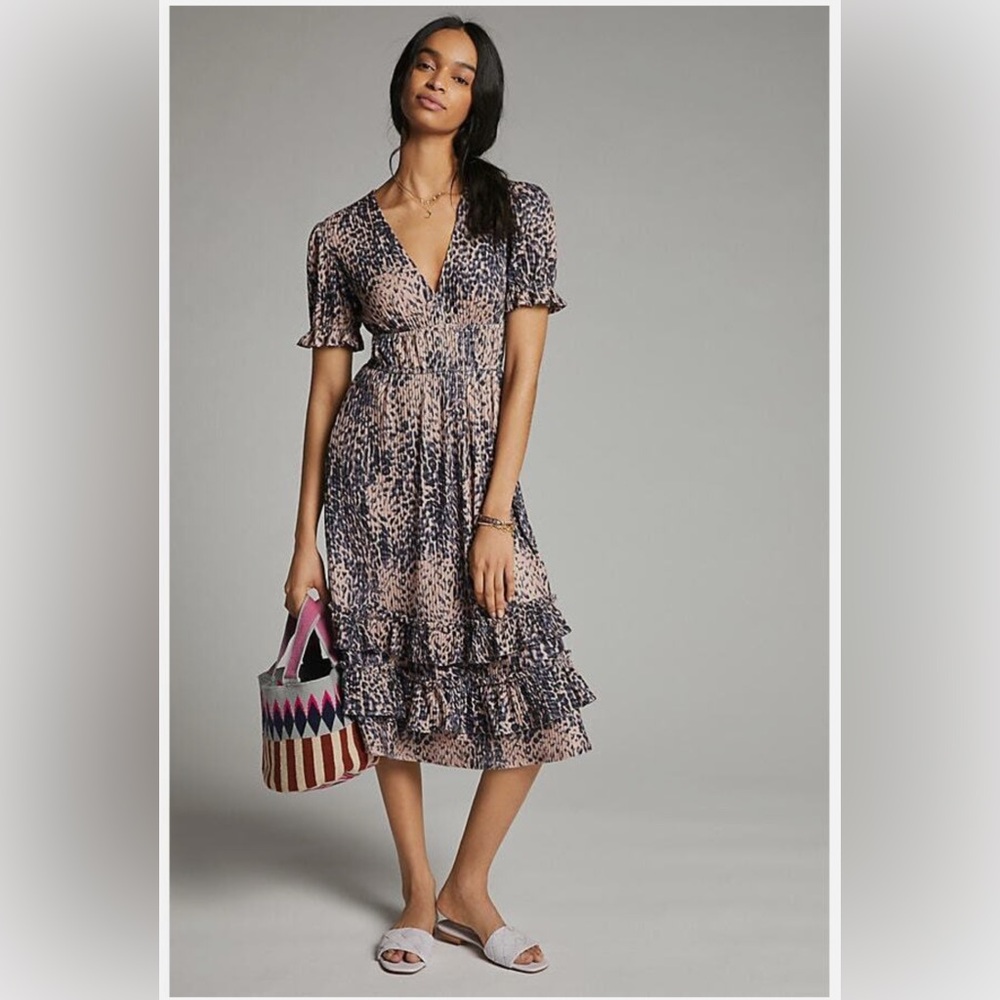 HUTCH Adelia Ruffled Midi Dress